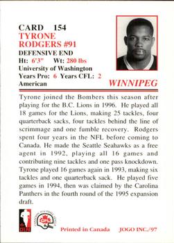 1997 JOGO #154 Tyrone Rodgers Back