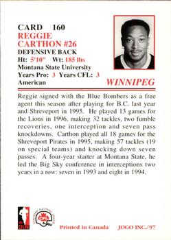 1997 JOGO #160 Reggie Carthon Back