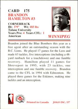 1997 JOGO #175 Brandon Hamilton Back