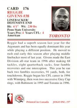 1997 JOGO #176 Reggie Givens Back