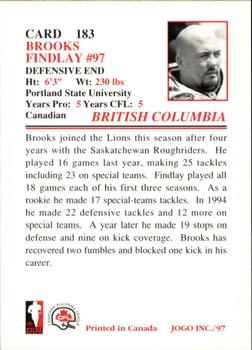 1997 JOGO #183 Brooks Findlay Back