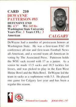 1997 JOGO #210 DeWayne Patterson Back