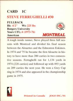 1994 JOGO Missing Years #1C Steve Ferrughelli Back