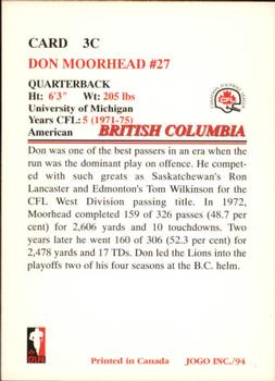 1994 JOGO Missing Years #3C Don Moorhead Back