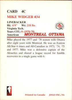 1994 JOGO Missing Years #4C Mike Widger Back