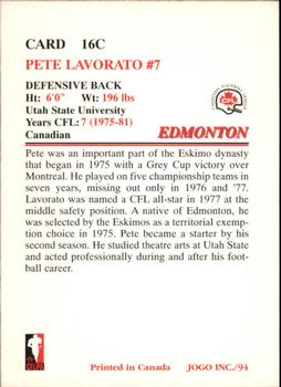 1994 JOGO Missing Years #16C Pete Lavorato Back