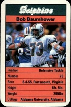 1987 Ace Fact Pack Miami Dolphins #NNO Bob Baumhower Front