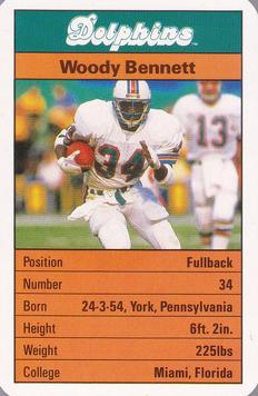 1987 Ace Fact Pack Miami Dolphins #NNO Woody Bennett Front