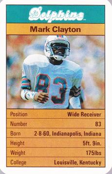 1987 Ace Fact Pack Miami Dolphins #NNO Mark Clayton Front
