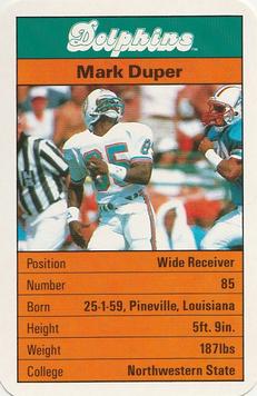 1987 Ace Fact Pack Miami Dolphins #NNO Mark Duper Front
