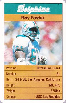 1987 Ace Fact Pack Miami Dolphins #NNO Roy Foster Front