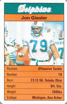 1987 Ace Fact Pack Miami Dolphins #NNO Jon Giesler Front