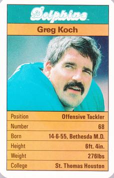 1987 Ace Fact Pack Miami Dolphins #NNO Greg Koch Front