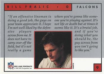 1991 Pro Line Portraits Samples #9 Bill Fralic Back