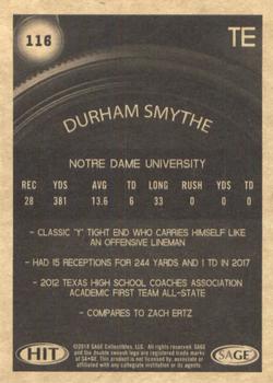 2018 SAGE HIT #116 Durham Smythe Back