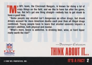 1992 NFL Properties FACT #2 Boomer Esiason Back