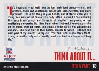 1992 NFL Properties FACT #13 Jim Harbaugh Back