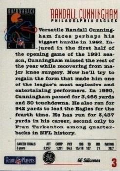 1992 General Electric Quarterback Greats #3 Randall Cunningham Back