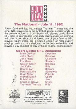 1992 Sport Decks NFL Playing Cards National Sports Card Convention #A♦ Thurman Thomas Back