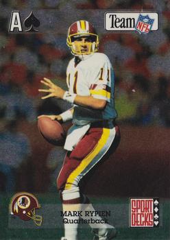 1992 Sport Decks NFL Playing Cards National Sports Card Convention #A♠ Mark Rypien Front