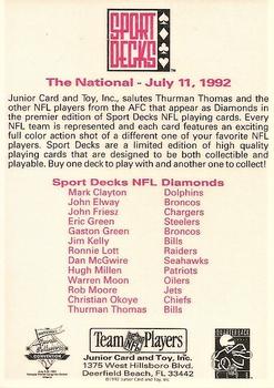1992 Sport Decks NFL Playing Cards National Sports Card Convention - Gold #A♦ Thurman Thomas Back