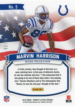 2016 Panini Rookies & Stars - Great American Heroes Gold #5 Marvin Harrison Back