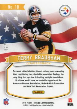 2016 Panini Rookies & Stars - Great American Heroes Gold #10 Terry Bradshaw Back