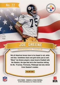 2016 Panini Rookies & Stars - Great American Heroes Gold #22 Joe Greene Back