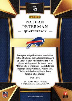 2017 Panini Select #43 Nathan Peterman Back