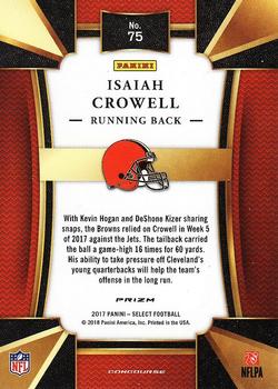 2017 Panini Select #75 Isaiah Crowell Back