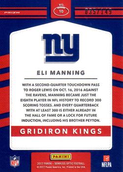 2017 Donruss Optic - Gridiron Kings Blue #10 Eli Manning Back