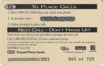 1995 Pro Line Series II - Phone Cards $1 Printer's Proofs #29 Deion Sanders Back