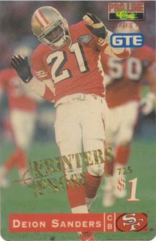 1995 Pro Line Series II - Phone Cards $1 Printer's Proofs #29 Deion Sanders Front