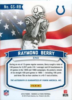 2016 Panini Rookies & Stars - Great American Signatures #GS-RB Raymond Berry Back