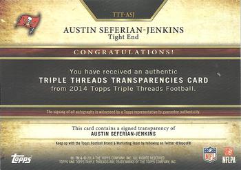 2014 Topps Triple Threads - Transparencies Autographs #TTT-ASJ Austin Seferian-Jenkins Back