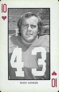 1973 Nebraska Cornhuskers Playing Cards (White Backs) #10♥ Rich Sanger Front