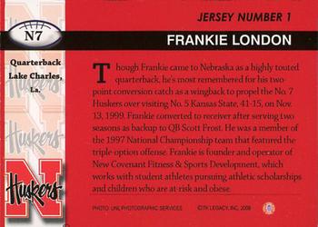2008 TK Legacy Nebraska Cornhuskers #N7 Frankie London Back