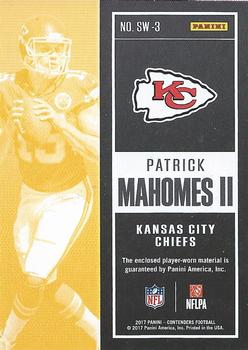 2017 Panini Contenders - Rookie Ticket Swatches #SW-3 Patrick Mahomes II Back
