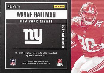 2017 Panini Contenders - Rookie Ticket Swatches #SW-16 Wayne Gallman Back