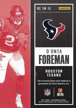 2017 Panini Contenders - Rookie Ticket Swatches #SW-18 D'Onta Foreman Back
