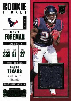 2017 Panini Contenders - Rookie Ticket Swatches #SW-18 D'Onta Foreman Front