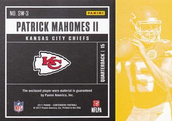 2017 Panini Contenders - Rookie Ticket Swatches #SW-3 Patrick Mahomes II Back