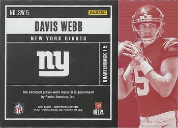 2017 Panini Contenders - Rookie Ticket Swatches #SW-5 Davis Webb Back