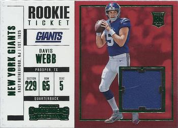 2017 Panini Contenders - Rookie Ticket Swatches #SW-5 Davis Webb Front