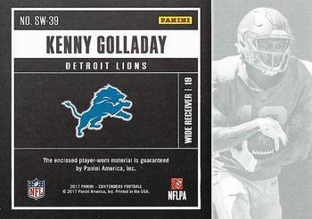 2017 Panini Contenders - Rookie Ticket Swatches #SW-39 Kenny Golladay Back