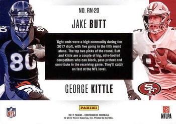 2017 Panini Contenders - Round Numbers #RN-20 Jake Butt / George Kittle Back