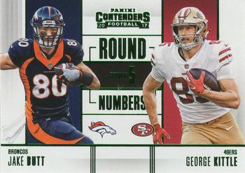 2017 Panini Contenders - Round Numbers Emerald #RN-20 Jake Butt / George Kittle Front