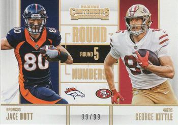 2017 Panini Contenders - Round Numbers Gold #RN-20 Jake Butt / George Kittle Front