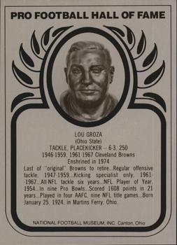 1982-83 Hall of Fame Metallics #NNO Lou Groza Front