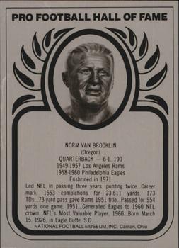 1982-83 Hall of Fame Metallics #NNO Norm Van Brocklin Front